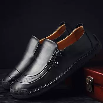 Мужская кожаная обувь, большие размеры 38-48, мужская обувь, модельные туфли, кожаная обувь ручной работы 38 чёрный