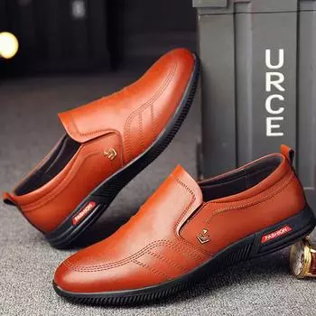 Мужская кожаная обувь Деловая британская мужская обувь с круглым носком и мягкой подошвой, повседневная обувь, рабочая обувь 44 чёрный