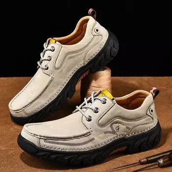 Мужская кожаная обувь, деловая повседневная обувь, мужская дышащая и легкая, мужская обувь с кожаным лицом в британском стиле 38 светло-серый