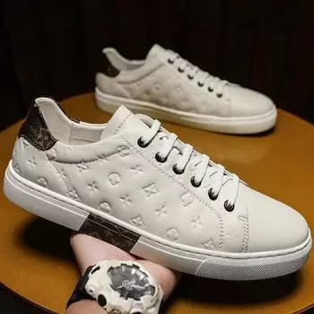 Мужская кожаная обувь, деловая повседневная обувь, мужская дышащая и легкая, мужская обувь с кожаным лицом в британском стиле 38 белый