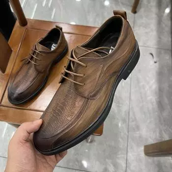 Мужская кожаная обувь, деловые модельные туфли из натуральной кожи, оксфорды ручной работы, британские свадебные туфли, повседневные дышащие туфли в британском стиле с острыми носками 38