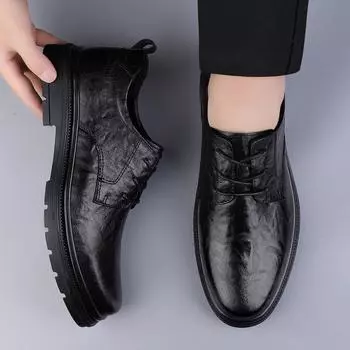 Мужская кожаная обувь Деловые модельные туфли Мужские деловые туфли черного и коричневого цвета Вечерние модельные туфли для свадебной вечеринки 37 чёрный