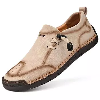 Мужская кожаная обувь для активного отдыха, мужская обувь ручной работы, модная универсальная обувь без каблука, мокасины из натуральной кожи, повседневная мужская кожаная обувь большого размера 38