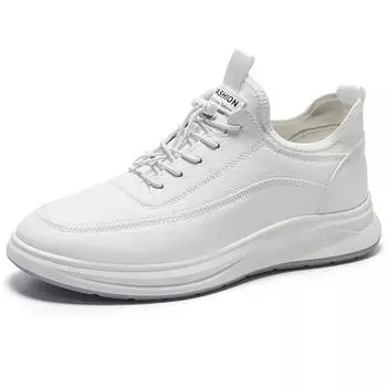 Мужская кожаная обувь для скейтборда, офисная деловая работа, прогулочные повседневные кроссовки, студенческая спортивная обувь для путешествий 38 чёрный