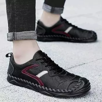 Мужская кожаная обувь для вождения на шнуровке 39 чёрный