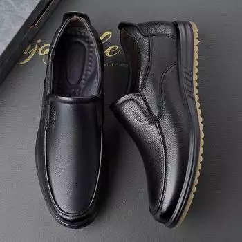 Мужская кожаная обувь Джентльмен Деловое платье Обувь Модная Повседневная Удобная обувь для ходьбы Лоферы 38 чёрный