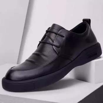 Мужская кожаная обувь Модная тенденция Британский стиль Ретро Повседневная деловая формальная мужская обувь 40 чёрный