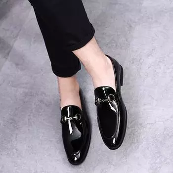 Мужская кожаная обувь. Повседневная обувь. Черная простая европейская обувь большого размера. 38 чёрный