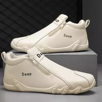 Мужская кожаная обувь, роскошные дизайнерские туфли-лоферы, повседневные ботинки до щиколотки с молнией, удобные туфли на плоской подошве для торжественного платья, обувь для вождения 39 коричневый