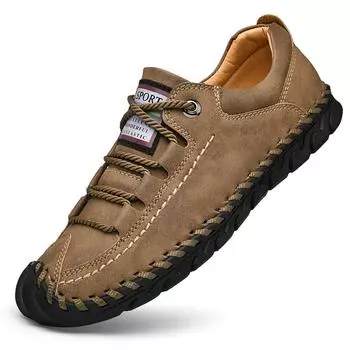 Мужская кожаная обувь ручной работы, повседневная кожаная обувь, мужские лоферы, удобная прогулочная обувь для вождения, мокасины, мужская обувь на плоской подошве 38 хаки