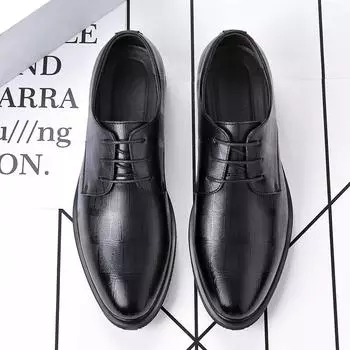 Мужская кожаная обувь, туфли на шнуровке для свадебной вечеринки, деловая обувь, офисные оксфорды на плоской подошве, большие размеры 38 чёрный