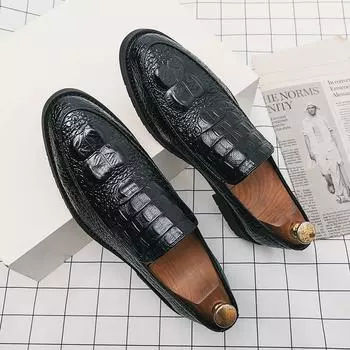 Мужская кожаная обувь Высококачественная повседневная обувь Роскошные лоферы в британском стиле Дизайнерские мокасины на плоской подошве для вечеринок Мужская обувь размера плюс 48 38 чёрный