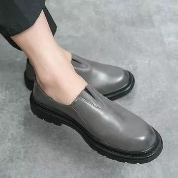 Мужская кожаная обувь весна-лето 2025 года, новая мужская обувь двойного назначения, повседневная обувь в британском ретро-стиле, кожаные туфли 38 чёрный