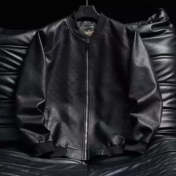 Мужская кожаная одежда Мужская мода весна и осень Gd печать имитация кожи повседневная трендовая кожаная куртка куртка локомотив M