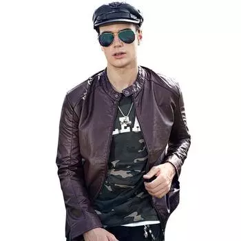 Мужская кожаная одежда на весну и осень, британская мужская мотоциклетная куртка из искусственной кожи XXXXL чёрный