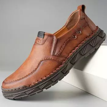 Мужская кожаная повседневная кожаная обувь большого размера с высоким берцем в стиле ретро, короткие сапоги 38 чёрный