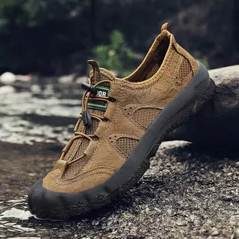 Мужская кожаная повседневная обувь для походов на открытом воздухе 39 чёрный