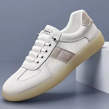 Мужская кожаная повседневная обувь, дышащие лоферы, мужские кроссовки, новая мужская удобная кожаная обувь на плоской подошве, кроссовки, мужская обувь 38 белый