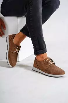 Мужская кожаная повседневная обувь из натуральной кожи песочного нубука