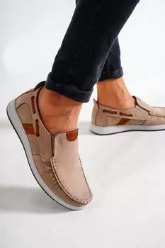 Мужская кожаная повседневная обувь из натуральной кожи песочного нубука