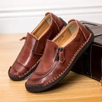 Мужская кожаная повседневная обувь, мокасины ручной работы, туфли для вождения без застежек, мокасины 39 чёрный