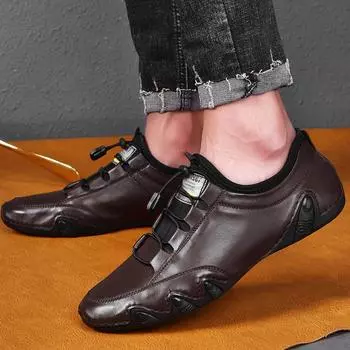 Мужская кожаная повседневная обувь Обувь для вождения 39 чёрный