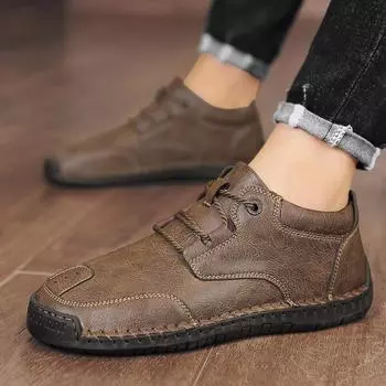 Мужская кожаная повседневная обувь с высоким берцем 39 чёрный