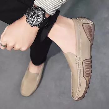 Мужская кожаная повседневная обувь в британском стиле, брендовые мужские деловые весенние новые мокасины, дышащие, удобные туфли для вождения 38