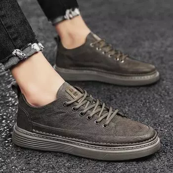 Мужская кожаная повседневная обувь, зимние хлопковые кроссовки на плоской подошве, теплые кроссовки для скейтбординга, модная нескользящая одежда, мужские ботинки, классика, 2024 г., новинка 39 черный коричневый