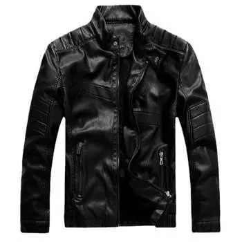 Мужская кожаная приталенная мотоциклетная кожаная куртка M