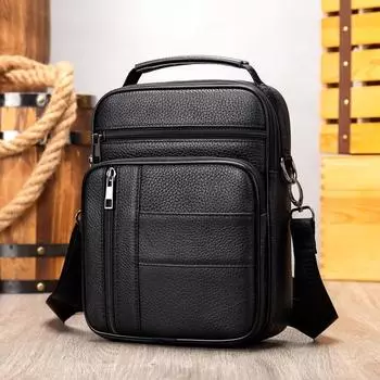 Мужская кожаная сумка через плечо, винтажная сумка через плечо из воловьей кожи, мужская повседневная уличная сумка через плечо One Size