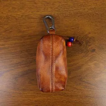 Мужская кожаная сумка для ключей, первый слой коровьей кожи, женская сумка для ключей, многофункциональная винтажная сумка для ключей из кожи растительного дубления чёрный