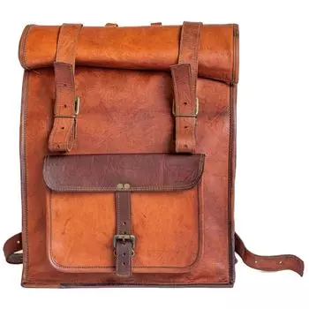 Мужская кожаная сумка для ноутбука, большой регулируемый рюкзак, большой рюкзак для пеших прогулок, путешествий, ручной клади коричневый
