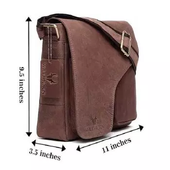 Мужская кожаная сумка для ноутбука со специальным отделением для ноутбука и регулируемым ремнем 27,94 см