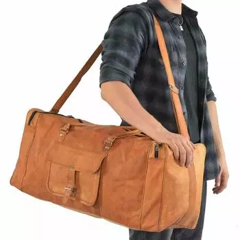 Мужская кожаная сумка Extra Large Bag Travel Weekend Duffle Bag 30 x 11 x 10 in коричневый