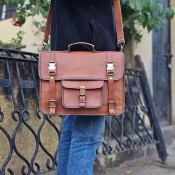 Мужская кожаная сумка-мессенджер Calgary на заказ 15 x 11 x 3 in