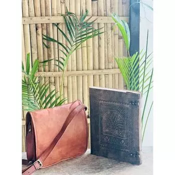 Мужская кожаная сумка-мессенджер через плечо слинг винтажный портфель для ноутбука коричневая сумка ( Бесплатный подарок кожаный ежедневник ручной работы размером 10 x 13 x дюймов ) 10 x 13 x 4 in коричневый