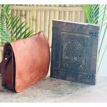 Мужская кожаная сумка-мессенджер через плечо слинг винтажный портфель для ноутбука коричневая сумка ( Бесплатный подарок кожаный ежедневник ручной работы размером 10 x 13 x дюймов ) 13 x 10 x 4 in коричневый