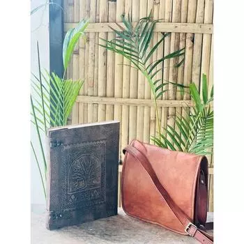 Мужская кожаная сумка-мессенджер через плечо слинг винтажный портфель для ноутбука коричневая сумка ( Бесплатный подарок кожаный ежедневник ручной работы размером 10 x 13 x дюймов ) 10 x 13 x 4 in коричневый