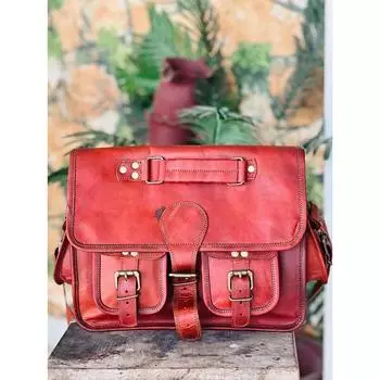 Мужская кожаная сумка-мессенджер ручной работы в винтажном стиле 11 x 9 x 3 in коричневый