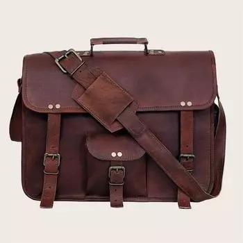 Мужская кожаная сумка Персонализированная кожаная сумка-мессенджер, сумка-мессенджер для ноутбука, сумка-саквояж, офисная сумка, рабочий портфель, рождественский подарок 15 x 11 x 4 in