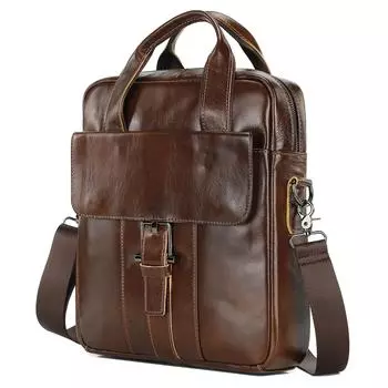 Мужская кожаная сумка, повседневная модная сумка-мессенджер, мужская сумка, многофункциональная, вместительная сумка через плечо 26.5cm*6cm*33cm коричневый