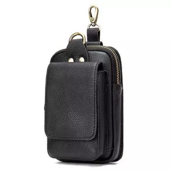 Мужская кожаная сумка, сумка для мобильного телефона, многофункциональная подвесная сумка, поясная сумка One Size