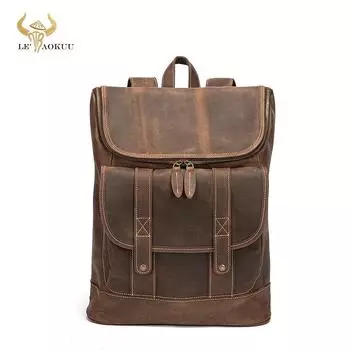 Мужская кожаная сумка высшего качества в стиле ретро, большая дорожная школьная сумка для университета, колледжа, дизайнерский мужской рюкзак, рюкзак, студенческая сумка для ноутбука