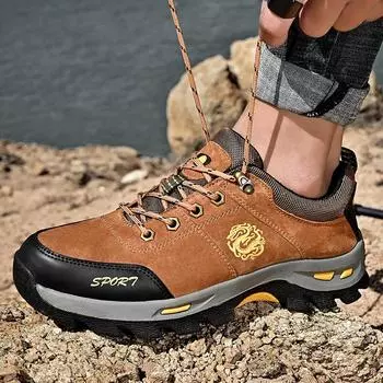 Мужская кожаная уличная походная обувь, повседневная обувь 39 серый