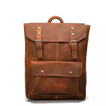 Мужская кожаная винтажная дорожная сумка Crazy Horse, школьная сумка для колледжа, дизайн, мужской рюкзак, рюкзак, студенческая сумка