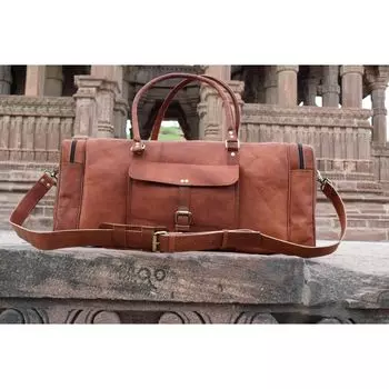 Мужская кожаная винтажная дорожная сумка ручной работы для выходных в тренажерном зале на ночь, дорожная сумка 25 X 10 X 8 in коричневый