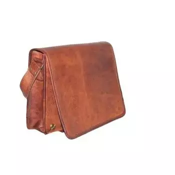 Мужская кожаная винтажная сумка для ноутбука, мессенджер, для ношения в руке, портфель, ранец 9 x 7 x 3 in коричневый