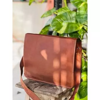 Мужская кожаная винтажная сумка-мессенджер для ноутбука ручной работы, портфель-сатчел 11 x 9 x 3 in коричневый