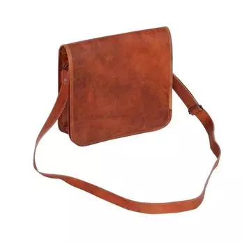 Мужская кожаная винтажная сумка-мессенджер для ноутбука ручной работы 11 x 9 x 3 in коричневый